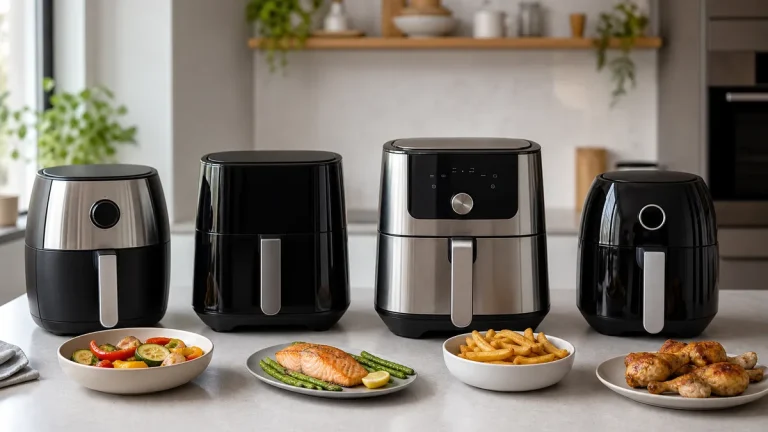 Comparativa de freidoras de aire en una cocina moderna