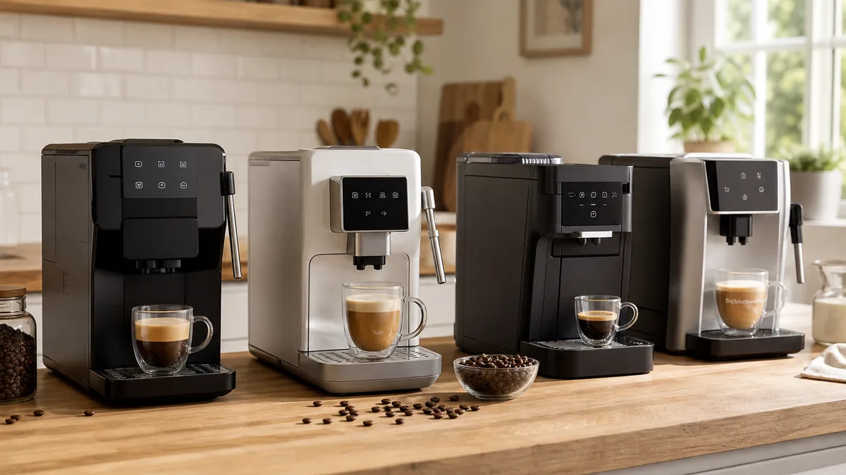 Cafeteras automáticas económicas en una cocina doméstica