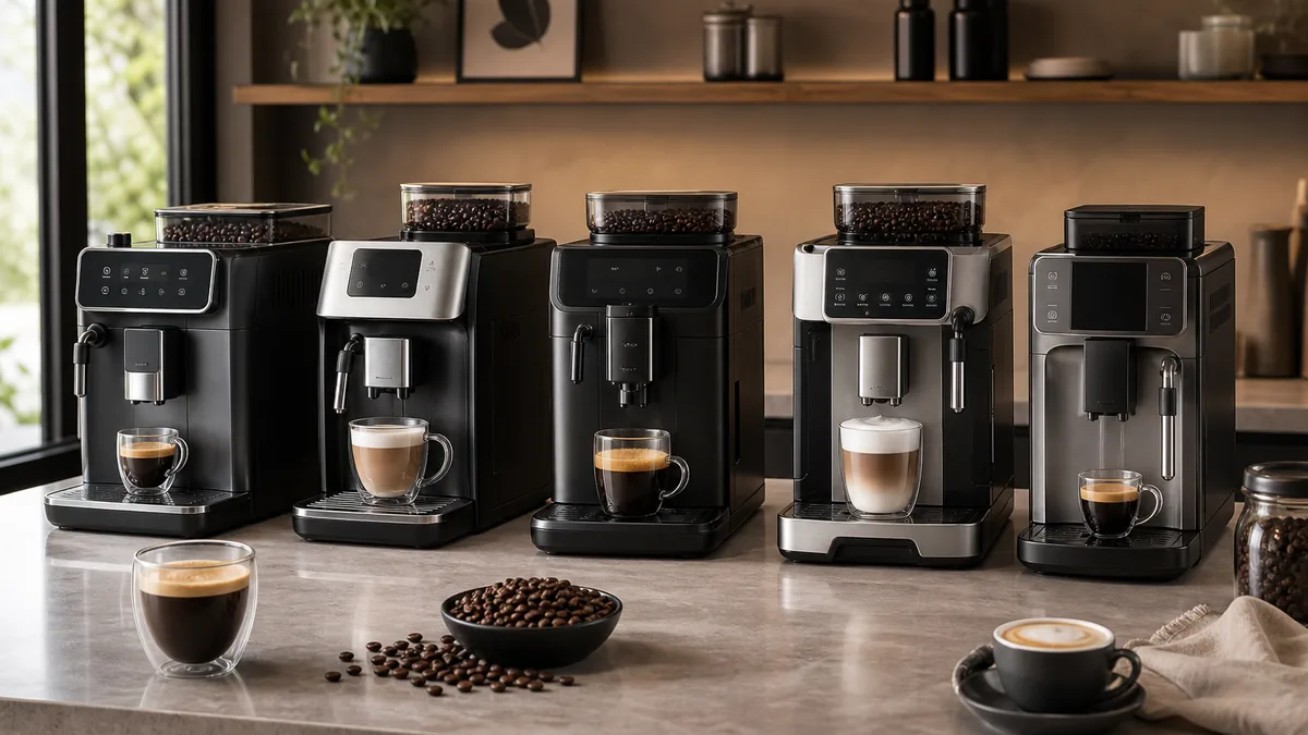 Cafeteras automáticas con molinillo integrado y café en grano
