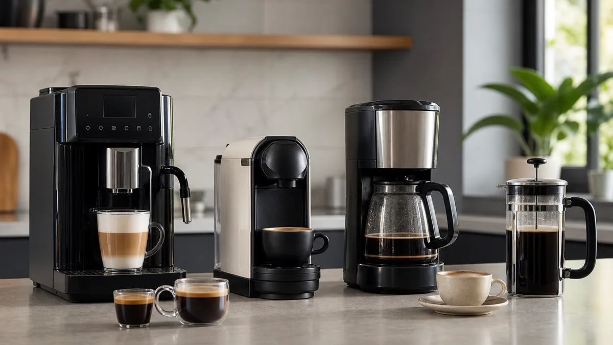 Selección variada de cafeteras para una guía de compra